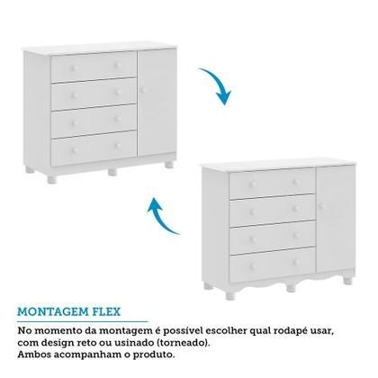 Imagem de Quarto de Bebê Completo Berço 3 em 1, Guarda-roupa 4 Portas e Cômoda 100% MDF Nina Espresso Móveis