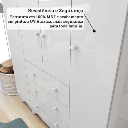 Imagem de Quarto de Bebê Completo Berço 3 em 1, Guarda-roupa 4 Portas e Cômoda 100% MDF Nina Espresso Móveis