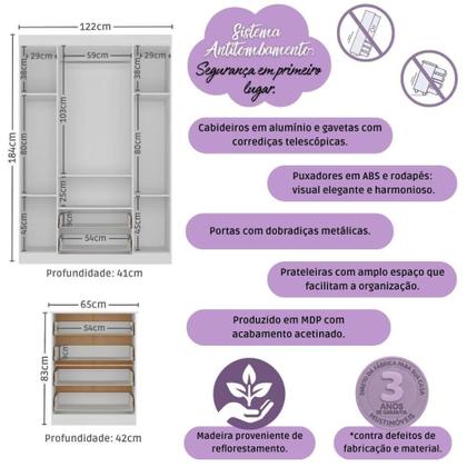 Imagem de Quarto De Bebê Completo Berço Americano 3 Em 1 Colchão Encanto Multimóveis MP4601 Branco-off White