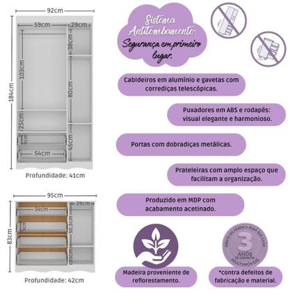 Imagem de Quarto De Bebê Completo Berço Americano 3 Em 1 Colchão Realeza Multimóveis MP4607 Branco