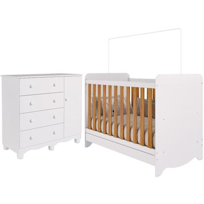 Imagem de Quarto de Bebê Completo Berço Americano Ben 3 em 1 Cômoda 1 Porta 4 Gavetas MDF Junior Faura