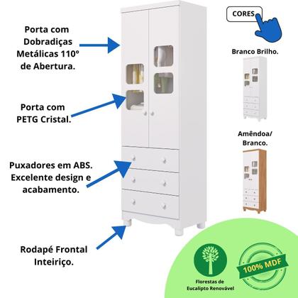 Imagem de Quarto de Bebê Completo Berço Americano Ben 3 Em 1 Cômoda Júnior Simples 4 Gavetas Guarda Roupa Uli 2 Portas 3 Gavetas MDF Faura
