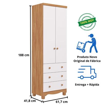 Imagem de Quarto de Bebê Completo Berço Americano Ben 3 Em 1 Guarda Roupa Júnior 2 Portas 3 Gavetas MDF Faura