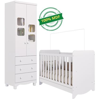 Imagem de Quarto de Bebê Completo Berço Americano Ben 3 Em 1 Guarda Roupa Uli 2 Portas 3 Gavetas MDF