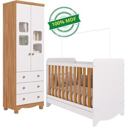 Imagem de Quarto de Bebê Completo Berço Americano Ben 3 Em 1 Guarda Roupa Uli 2 Portas 3 Gavetas MDF