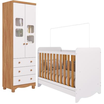 Imagem de Quarto de Bebê Completo Berço Americano Ben 3 Em 1 Guarda Roupa Uli 2 Portas 3 Gavetas MDF