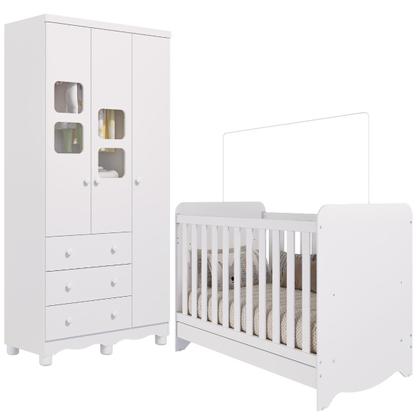 Imagem de Quarto de Bebê Completo Berço Americano Ben 3 Em 1 Mini cama Mini sofá Guarda Roupa Uli 3 Portas 3 Gavetas MDF
