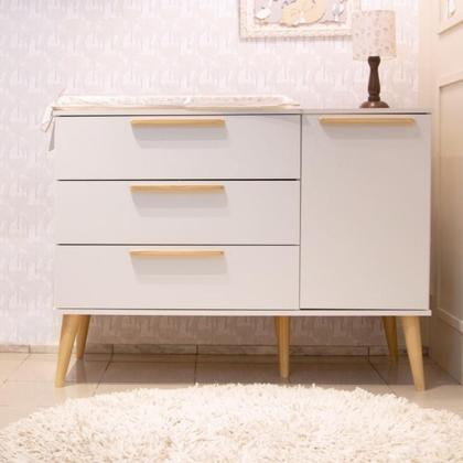 Imagem de Quarto de bebê Completo Berço Americano e Cômoda em MDF Linha Retrô Quater