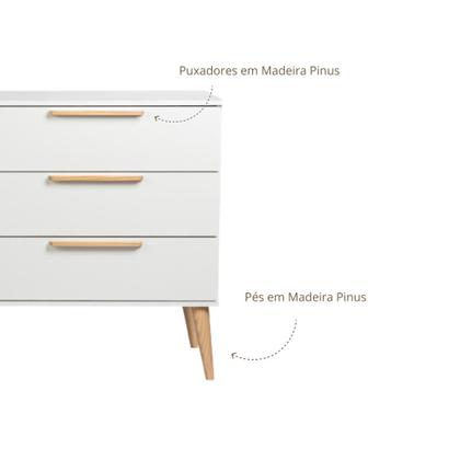 Imagem de Quarto de bebê Completo Berço Americano e Cômoda em MDF Linha Retrô Quater