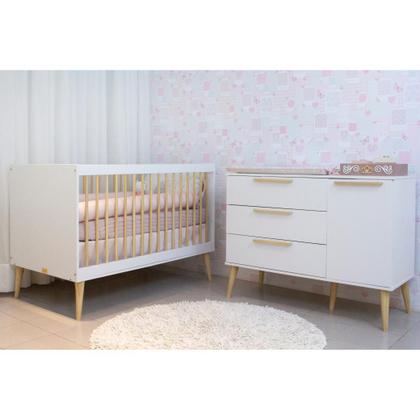 Imagem de Quarto de bebê Completo Berço Americano e Cômoda em MDF Linha Retrô Quater