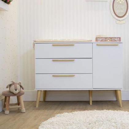 Imagem de Quarto de bebê Completo Berço Americano e Cômoda em MDF Linha Retrô Quater