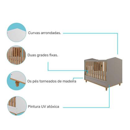 Imagem de Quarto De Bebê Completo Berço Americano E Cômoda Permobili Baby Fendi/Nature