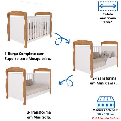 Imagem de Quarto de Bebê Completo Berço Americano Marquesa 3 Em 1 Cômoda Uli 4 Gavetas 1 Porta MDF