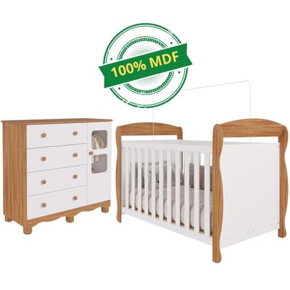 Imagem de Quarto de Bebê Completo Berço Americano Marquesa 3 Em 1 Cômoda Uli 4 Gavetas 1 Porta MDF