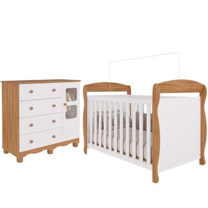 Imagem de Quarto de Bebê Completo Berço Americano Marquesa 3 Em 1 Cômoda Uli 4 Gavetas 1 Porta MDF