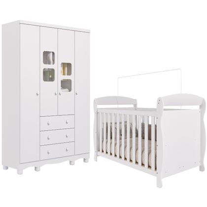 Imagem de Quarto de Bebê Completo Berço Americano Marquesa 3 Em 1 Guarda Roupa Uli 4 Portas 3 Gavetas MDF