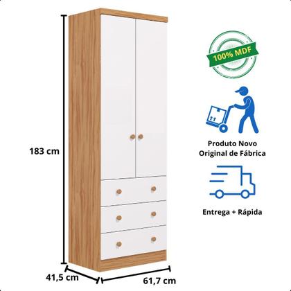 Imagem de Quarto de Bebê Completo Berço Americano Uli Guarda Roupa Smin 2 Portas 3 Gavetas 100% MDF