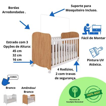 Imagem de Quarto de Bebê Completo Berço Americano Uli Guarda Roupa Smin 2 Portas 3 Gavetas 100% MDF