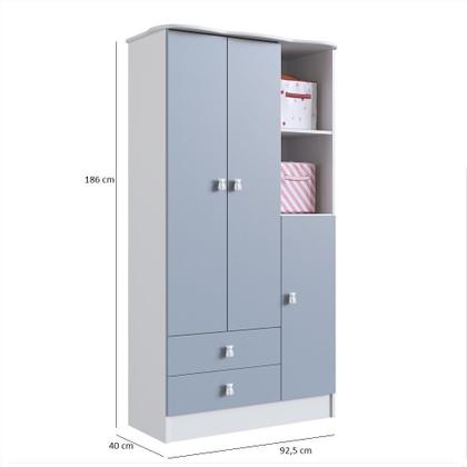 Imagem de Quarto De Bebê Completo Berço Com Guarda Roupa 3 Portas 2 Gavetas 2 Nichos Algodao Doce