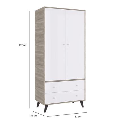 Imagem de Quarto de Bebê Completo Berço com Roupeiro 2 Portas 2 Gavetas Estrela Móveis Percasa Fresno/Branco