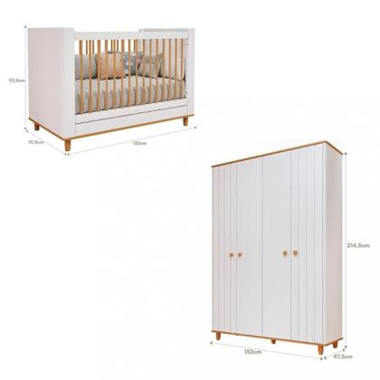 Imagem de Quarto de Bebê Completo Berço e Guarda Roupa 4 Portas 100 MDF Lívia Permobili