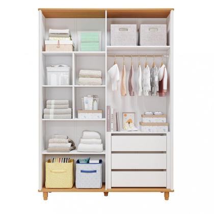 Imagem de Quarto de Bebê Completo Berço e Guarda Roupa 4 Portas 100 MDF Lívia Permobili
