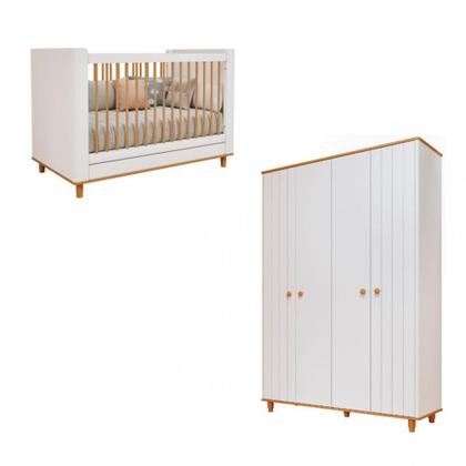 Imagem de Quarto de Bebê Completo Berço e Guarda Roupa 4 Portas 100 MDF Lívia Permobili