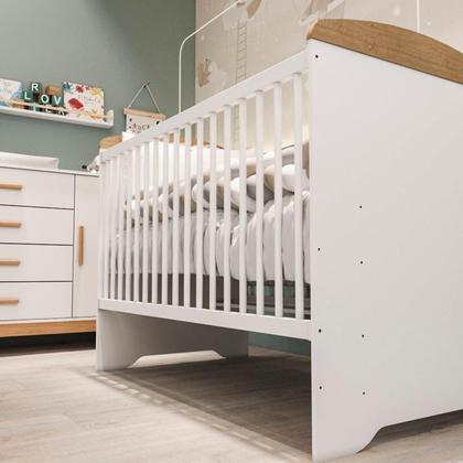 Imagem de Quarto de Bebe Completo Berço Eloa 3 em 1 e Comoda Hellen Fraldário e Guarda-Roupa 3 Portas Hellen Branco/Bétula
