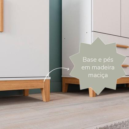 Imagem de Quarto de Bebe Completo Berço Eloa 3 em 1 e Comoda Hellen Fraldário e Guarda-Roupa 3 Portas Hellen Branco/Bétula