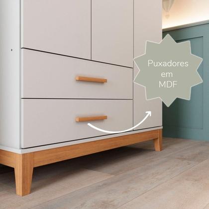 Imagem de Quarto de Bebe Completo Berço Eloa 3 em 1 e Comoda Hellen Fraldário e Guarda-Roupa 3 Portas Hellen Branco/Bétula