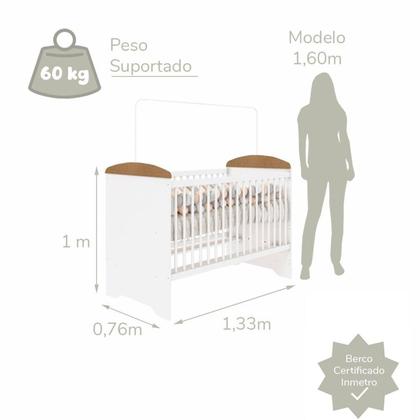 Imagem de Quarto de Bebe Completo Berço Eloa 3 em 1 e Comoda Hellen Fraldário e Guarda-Roupa 3 Portas Hellen Branco/Bétula
