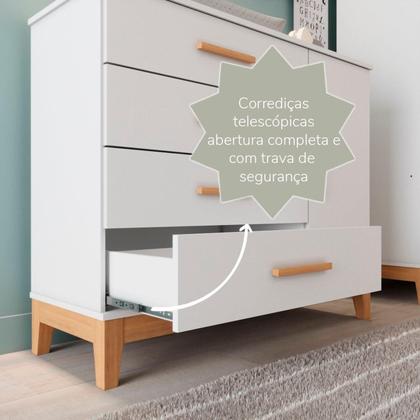 Imagem de Quarto de Bebe Completo Berço Eloa 3 em 1 e Comoda Hellen Fraldário e Guarda-Roupa 3 Portas Hellen Branco/Bétula