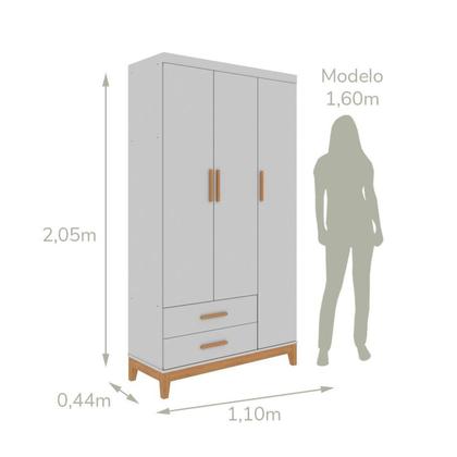 Imagem de Quarto de Bebe Completo Berço Eloa 3 em 1 e Comoda Hellen Fraldário e Guarda-Roupa 3 Portas Hellen Branco/Bétula