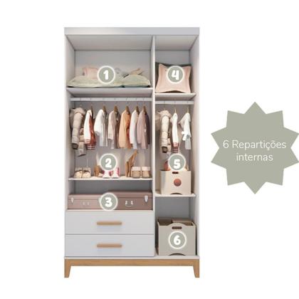 Imagem de Quarto de Bebe Completo Berço Eloa 3 em 1 e Comoda Hellen Fraldário e Guarda-Roupa 3 Portas Hellen Branco/Bétula