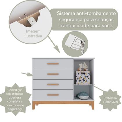 Imagem de Quarto de Bebe Completo Berço Eloa 3 em 1 e Comoda Hellen Fraldário e Guarda-Roupa 3 Portas Hellen Branco/Bétula
