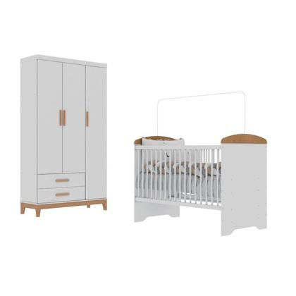Imagem de Quarto de Bebê Completo Berço Eloa 3 em 1 e Guarda-roupa 3 Portas Hellen