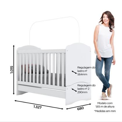 Imagem de Quarto de Bebê Completo Berço Mini Cama Guarda Roupa 3 Portas 2 Gavetas e Cômoda 5 Gavetas Bala de Menta Henn