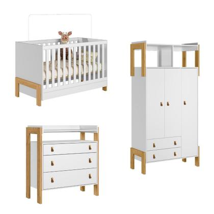 Imagem de Quarto de Bebê Completo Berço mini cama Guarda Roupa e Cômoda Fantasia Qmovi