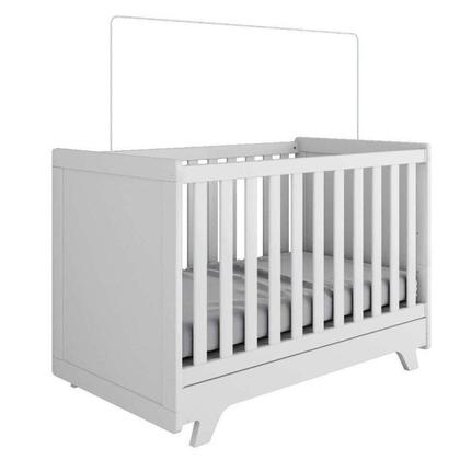 Imagem de Quarto de Bebê Completo Berço Retrô com Guarda Roupa 4 Portas 3 Gavetas Móveis Peroba Branco Brilho