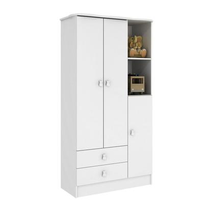 Imagem de Quarto de Bebê Completo com 1 Berço 1 Cômoda 1 Guarda Roupa Arco-Íris Móveis Percasa Branco