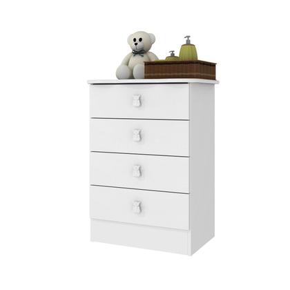 Imagem de Quarto de Bebê Completo com 1 Berço 1 Cômoda 1 Guarda Roupa Arco-Íris Móveis Percasa Branco