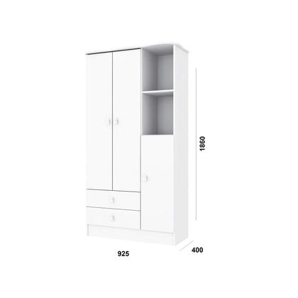 Imagem de Quarto de Bebê Completo com 1 Berço 1 Cômoda 1 Guarda Roupa Arco-Íris Móveis Percasa Branco