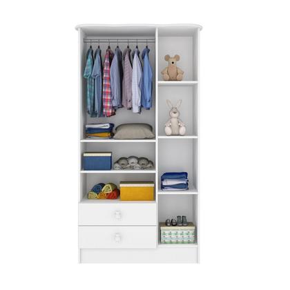 Imagem de Quarto de Bebê Completo com 1 Berço 1 Cômoda 1 Guarda Roupa Arco-Íris Móveis Percasa Branco
