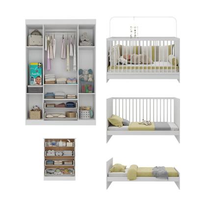 Imagem de Quarto de Bebê Completo com Berço 3 em 1 com Colchão Incluso Brisa Multimóveis MP4537