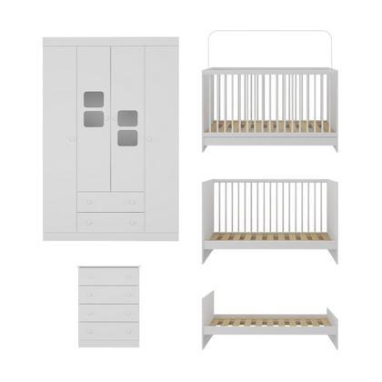 Imagem de Quarto de Bebê Completo com Berço 3 em 1 com Colchão Incluso Brisa Multimóveis MP4537