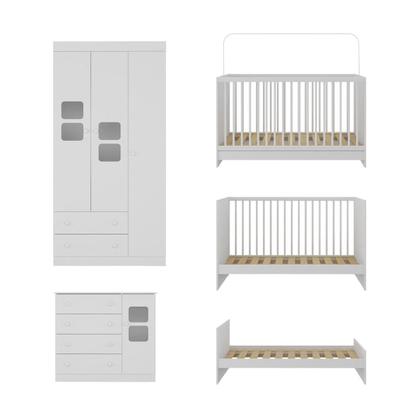 Imagem de Quarto de Bebê Completo com Berço 3 em 1 com Colchão Incluso Brisa Multimóveis MP4541