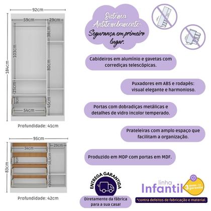 Imagem de Quarto de Bebê Completo com Berço 3 em 1 com Colchão Incluso Brisa Multimóveis MP4541