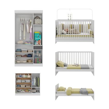 Imagem de Quarto de Bebê Completo com Berço 3 em 1 com Colchão Incluso Brisa Multimóveis MP4541