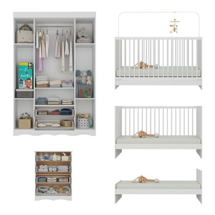 Imagem de Quarto de Bebê Completo com Berço 3 em 1 com Colchão Incluso Liz Multimóveis MP4571