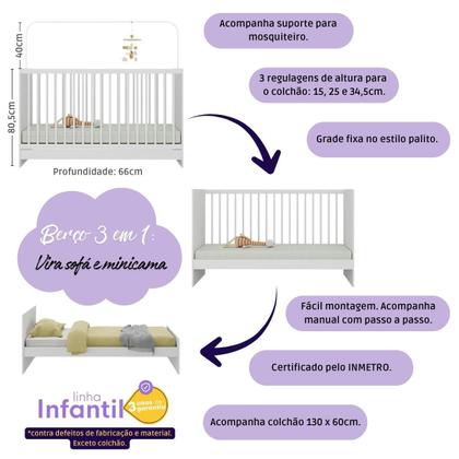 Imagem de Quarto de Bebê Completo com Berço 3 em 1 com Colchão Incluso Liz Multimóveis MP4571